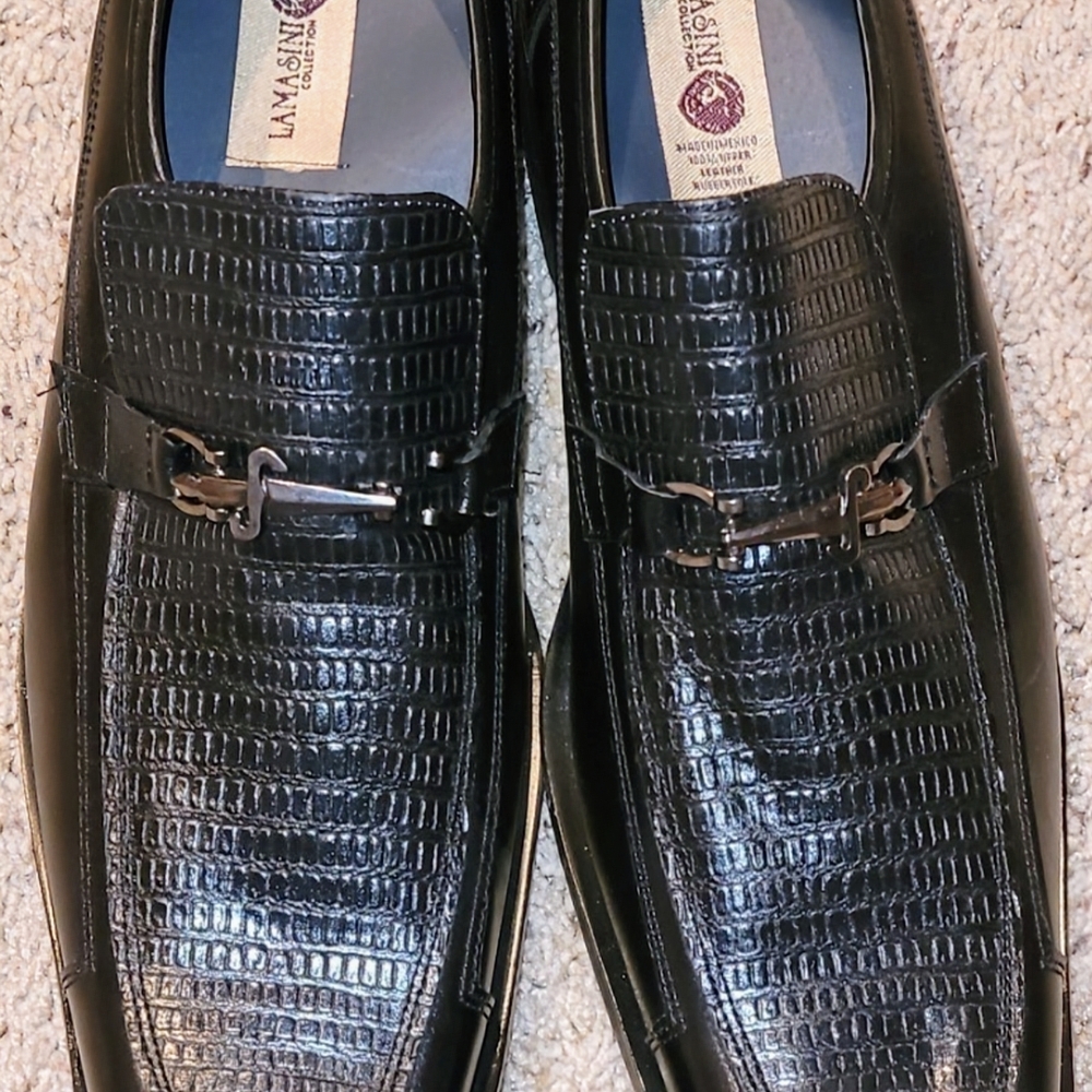 Lamasini Collection Mens Leather Dress Shoes size 11 (Please Read Description)
